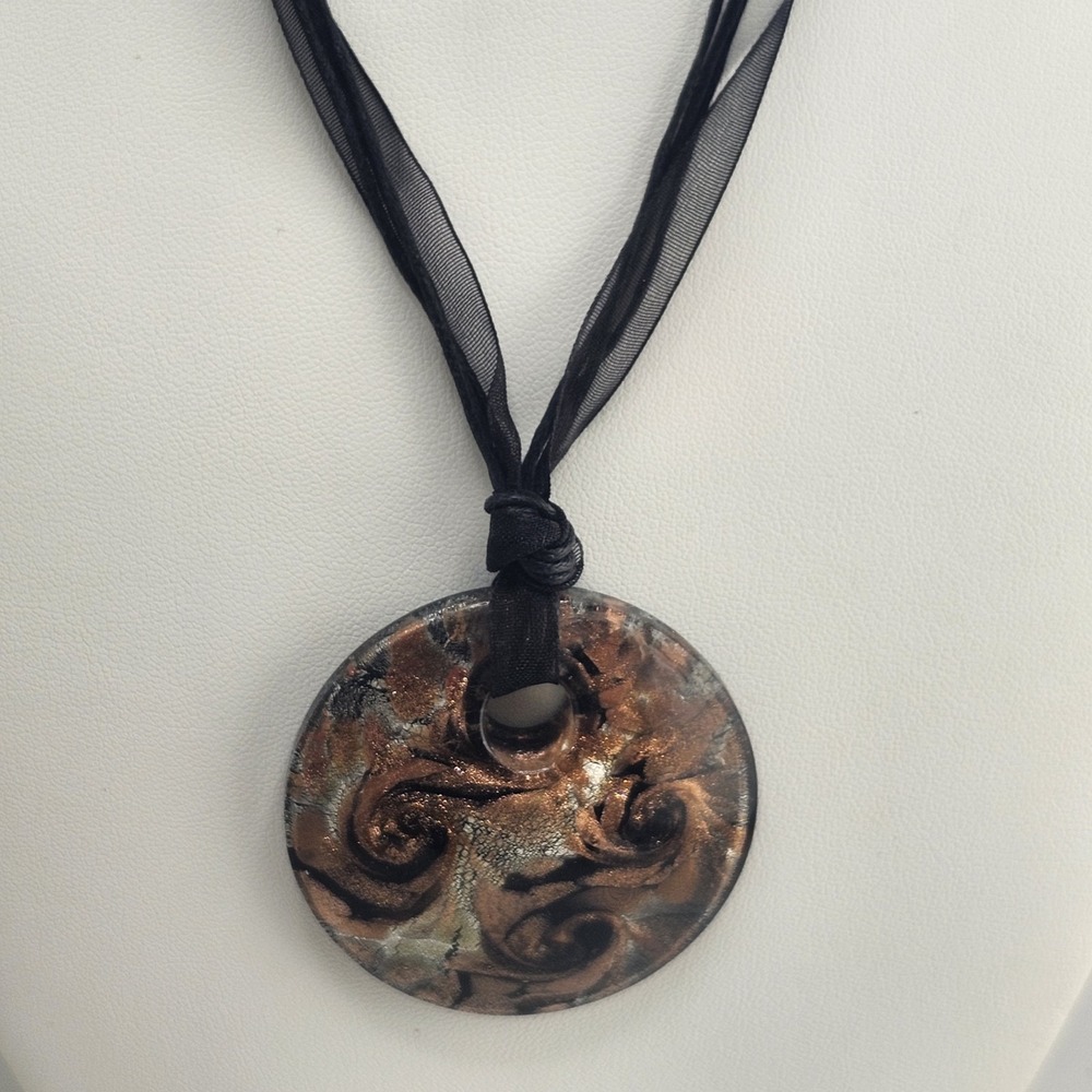 Art Glass Pendant‎ Ribbon Necklace
